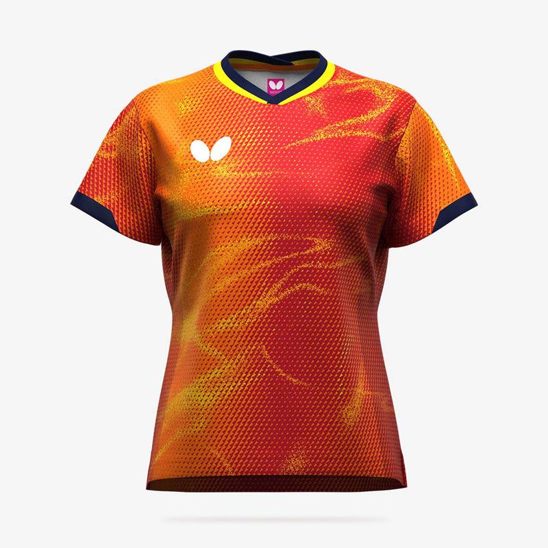 BUTTERFLY バタフライ エリスター12 シャツ レディース 卓球 ウェア シャツ 47149 004 ダージリンレッド