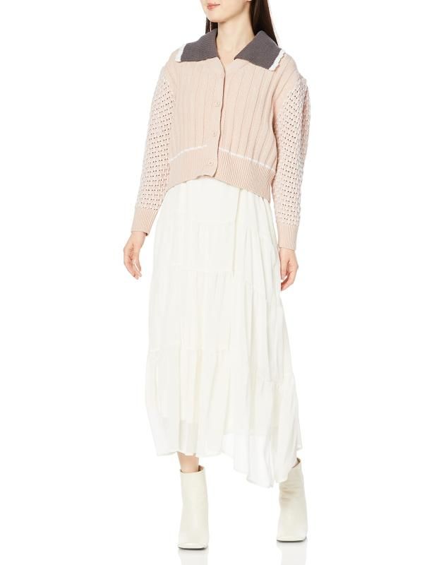 ファーファー 配色クロシェカーデセットワンピ RWNO221888 レディース PNK F
