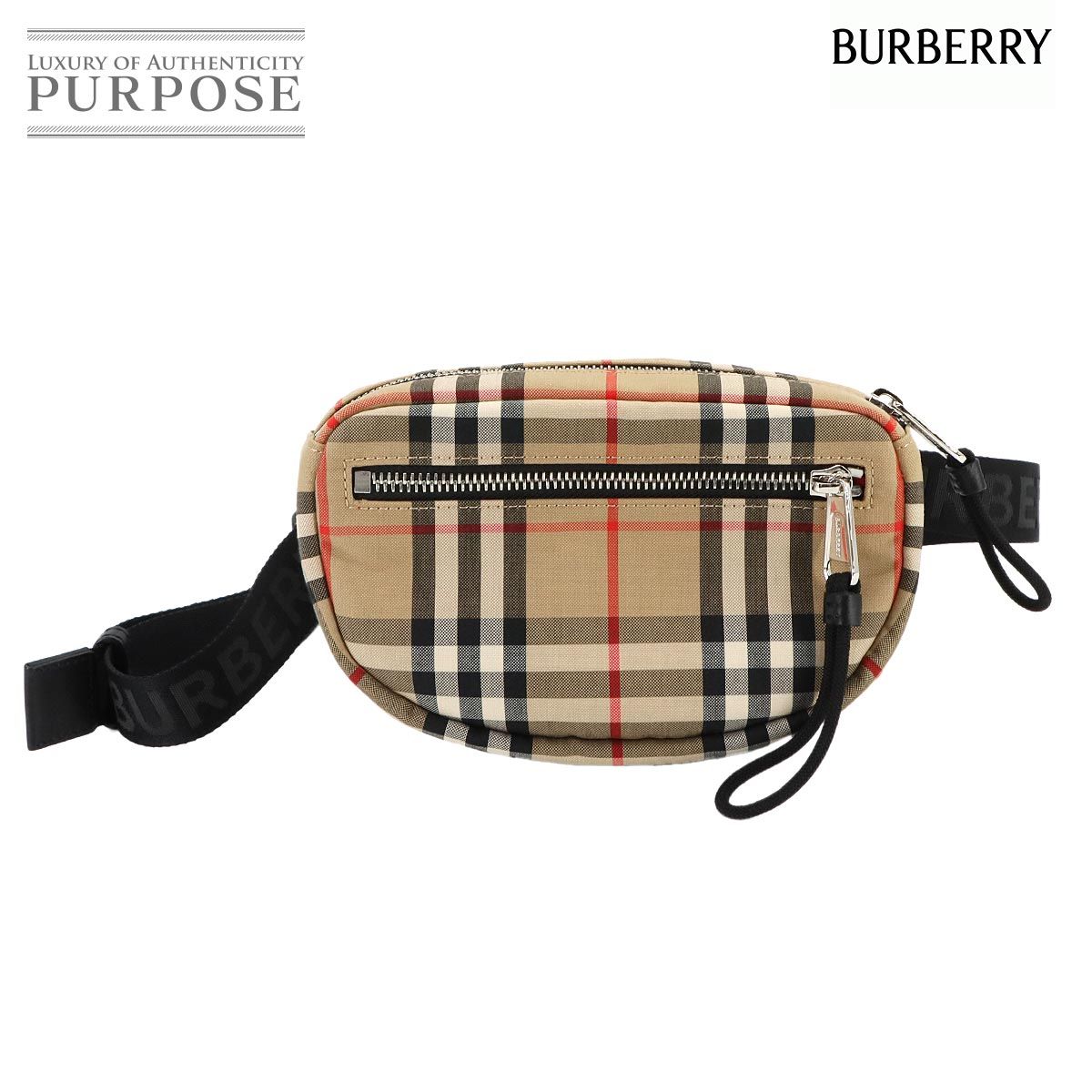 ♥ 展示品 バーバリー BURBERRY ヴィンテージチェック ボディ バッグ ウエストポーチ キャンバス ベージュ 8014420 90296895