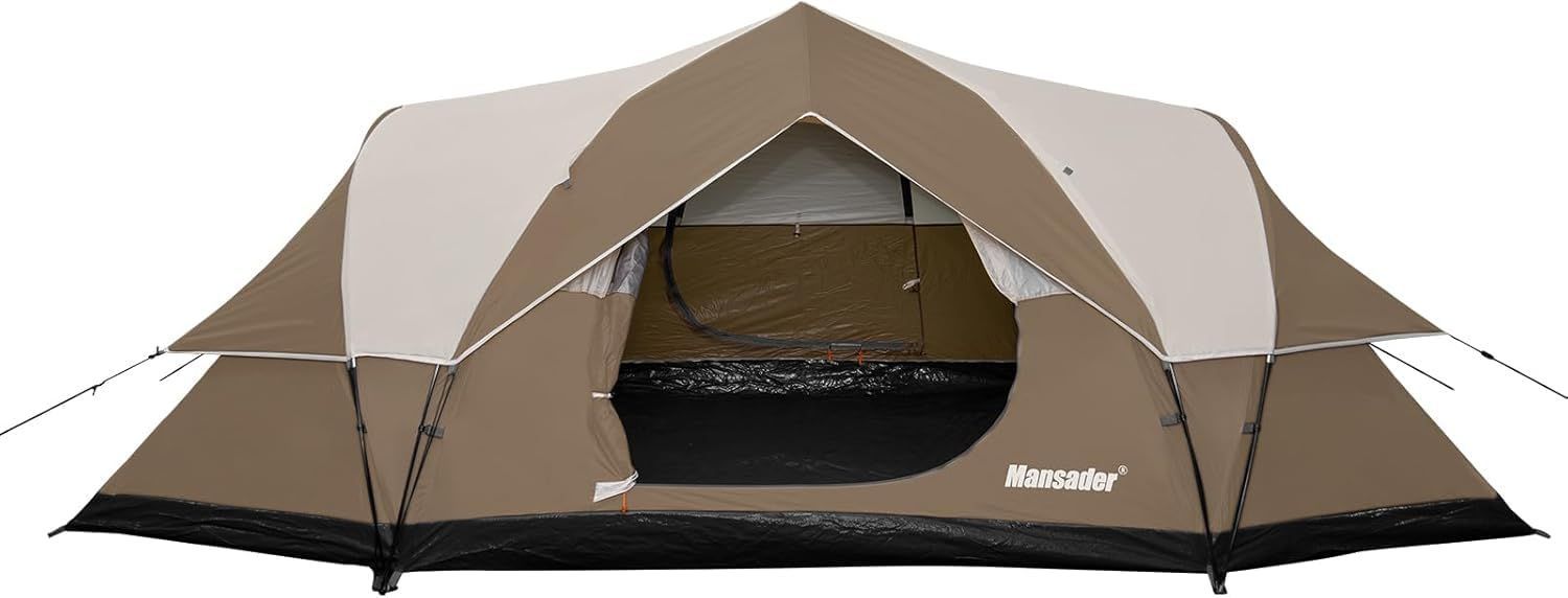 新商品 防風 アウトドア キャンプ 防災用 ワンタッチ uvカット加工 設営簡単 耐水圧4000mm 二重層 大型テント ファミリー 日本語説明書付き 6人用 大型ワンタッチテント MANSADER