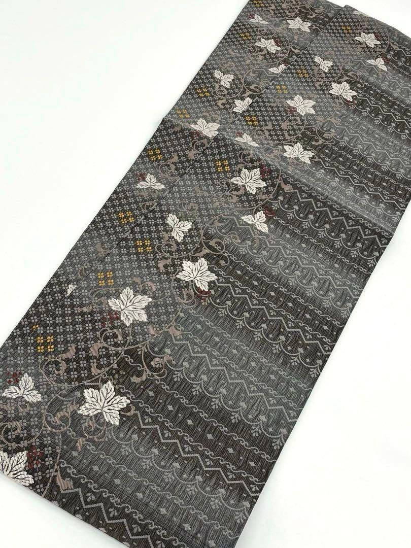 スリーシーズン 三重織 全通 洒落袋帯 葡萄唐草 リバーシブル 正絹