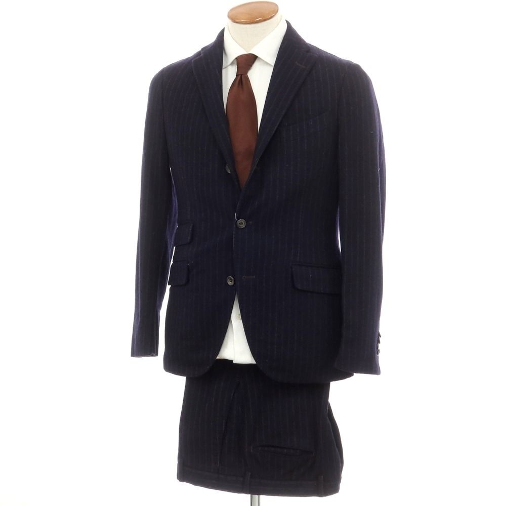 BOGLIOLI ボリオリ SIZE48 ネイビー ピンストライプ スーツ 中古・古着通販】BOGLIOLI (ボリオリ) 段返り3B チョークストライプ