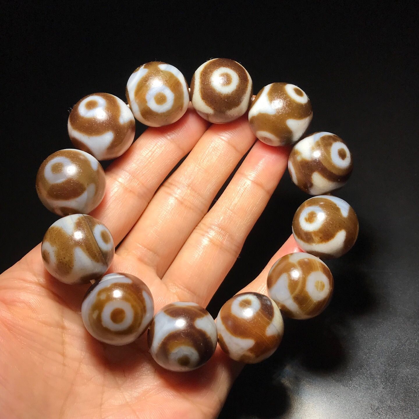 西蔵収集 西蔵下收集 瑪瑙製 仏眼天珠 風水開運 根付 貴重 瑪瑙