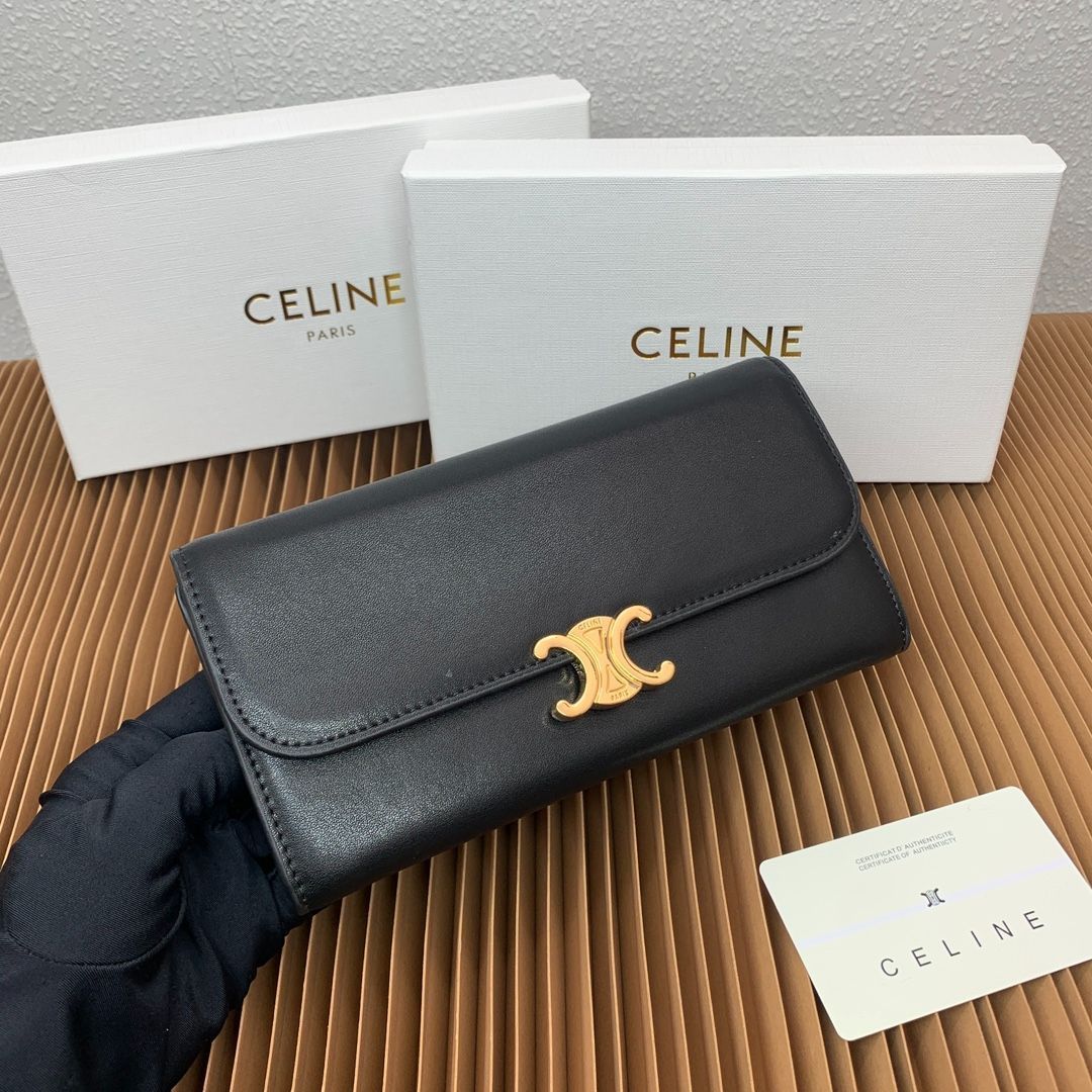 新品未使用】セリーヌ（Celine）ブラックレザー 長財布 #1 - メルカリ