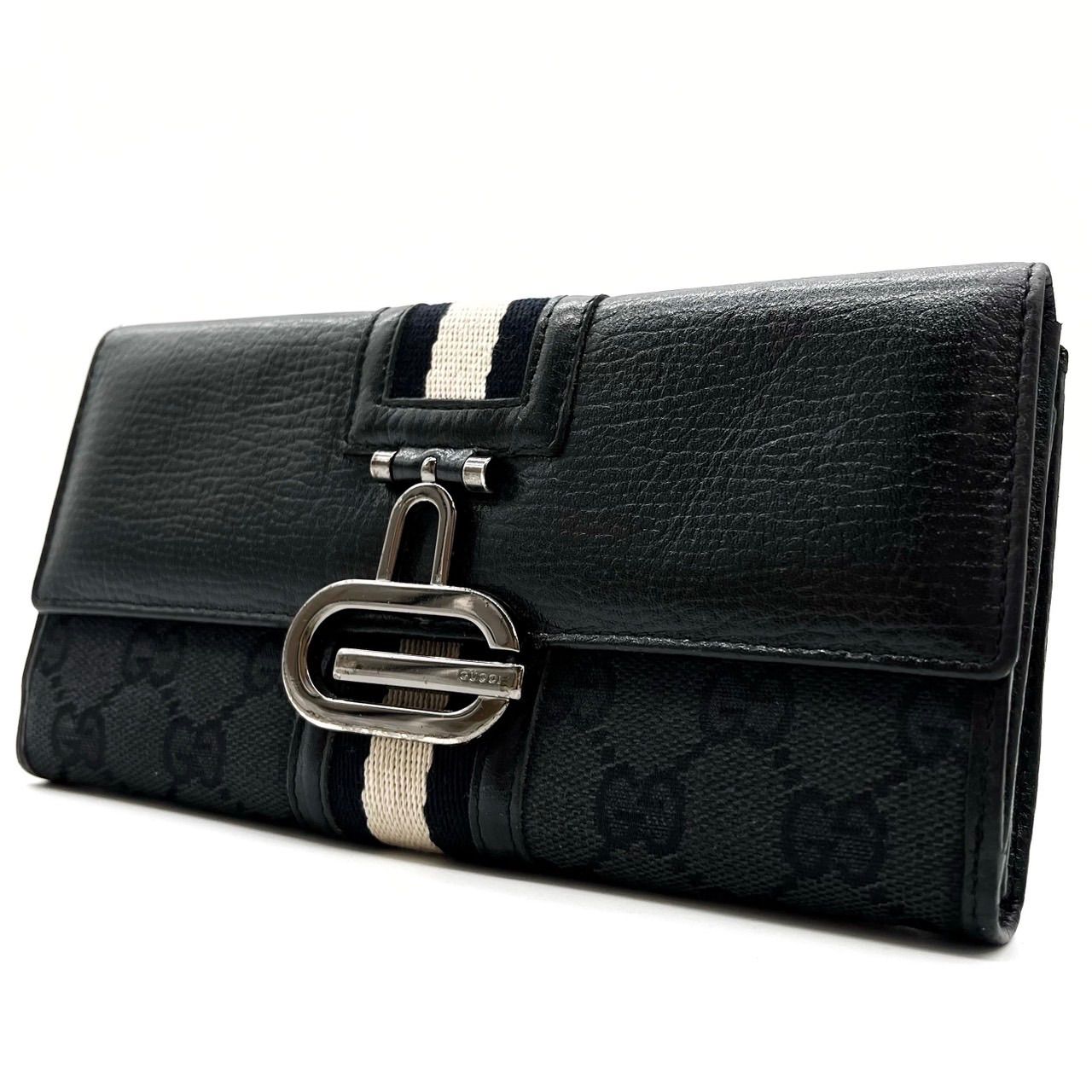 グッチ 長財布 GG キャンバス インターロッキング リボン ダーク