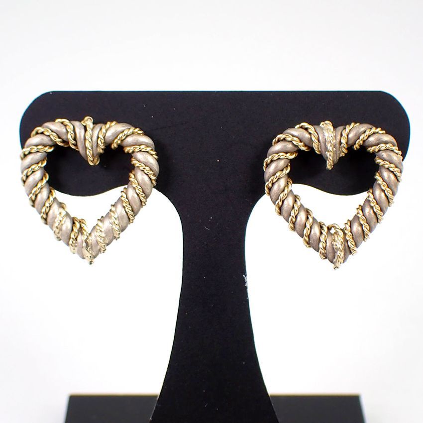 ティファニー 925/750 ロープツイスト ハート コンビ ピアス[g277-77