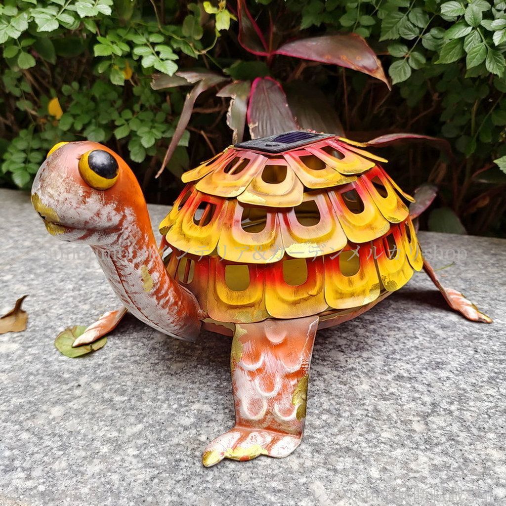 ソーラー 置物 ガーデンライト かめ インテリア ガーデン お洒落 ガーデンオーナメント ガーデニング 鉄製 鉄 ガーデンインテリア 庭の装飾 ガーデン雑貨 おしゃれ 雑貨 8-14 ガーデンオブジェ ガーデンオーナメント カメ