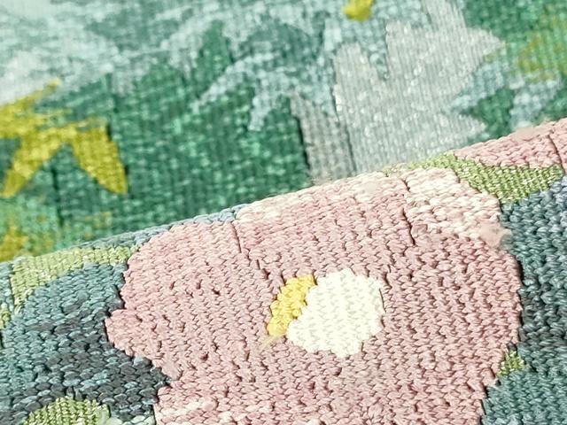 平和屋着物○爪掻き本綴れ 八寸名古屋帯 透かし窓 三日月 黒地