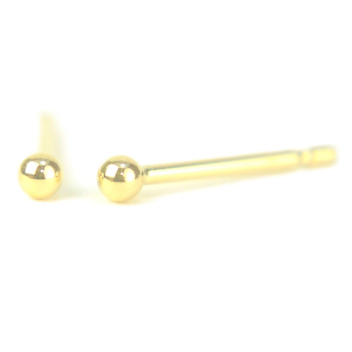 在庫 yokomountain 18金ピアス セカンドピアス 丸玉ピアス 2mm イエローゴールド 軸太 ピアス芯幅太タイプ 太さ0.9mm長さ10mm 1ペア両耳販売 ボールピアス シンプル 幅太