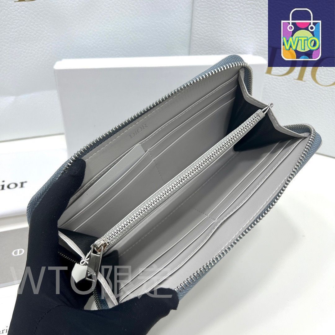 今日特価】Dior ディオール ロングジッパー財布 頭層牛皮製