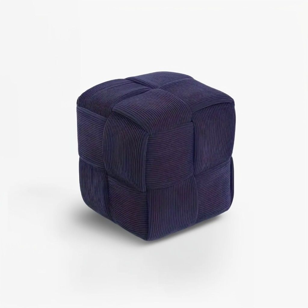 チェア 椅子 スツール ヴィンテージ 北欧 おしゃれ スタイル 綿 コットン オットマン ソフトパッド 家庭用 リビングルーム ダイニングルーム キューブデザイン 四角 おしゃれ かっこいい ヴィンテージ アクセント ネイビーブルー ブルー 紺色