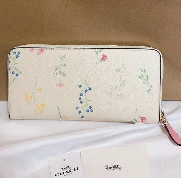 COACH コーチ 新品 長財布 白 花柄 レディース 小物 財布 033