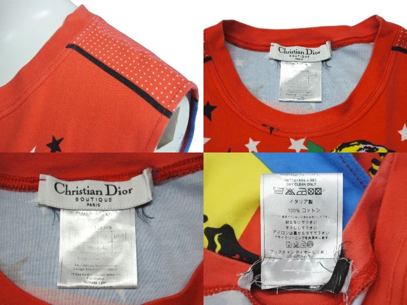 Christian Dior - Christian Dior クリスチャン ディオール ロゴ マニア ラスタ ノースリーブ ガリアーノ期 マルチカラー サイズ44 4P16155305 中古 4b001814 Christian Dior クリスチャン ディオール ロゴ マニア ラスタ