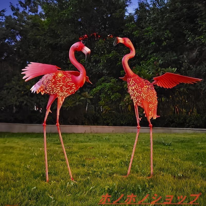 美品置物 オブジェ ピンクの鳥 ファンタジー お腹が光る かわいい  