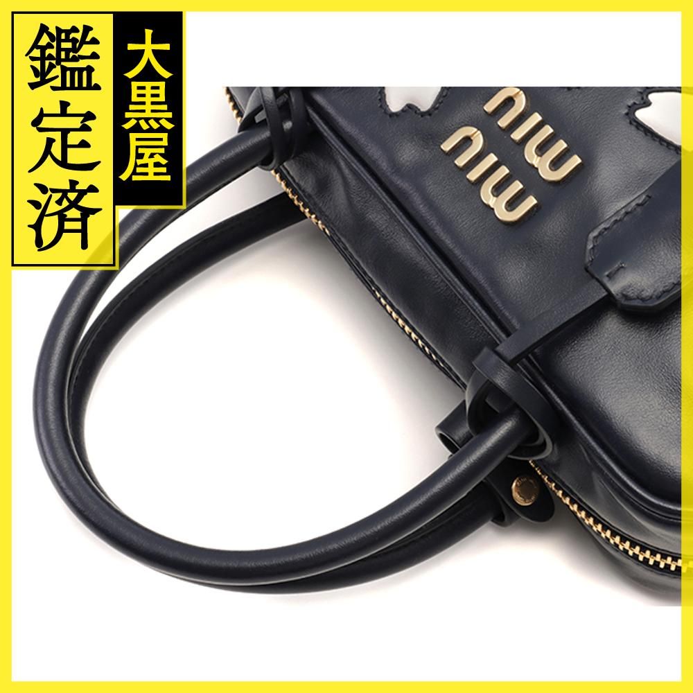 miumiu ミュウミュウ 2WAYショルダーバッグ ネイビー ホワイト カーフ