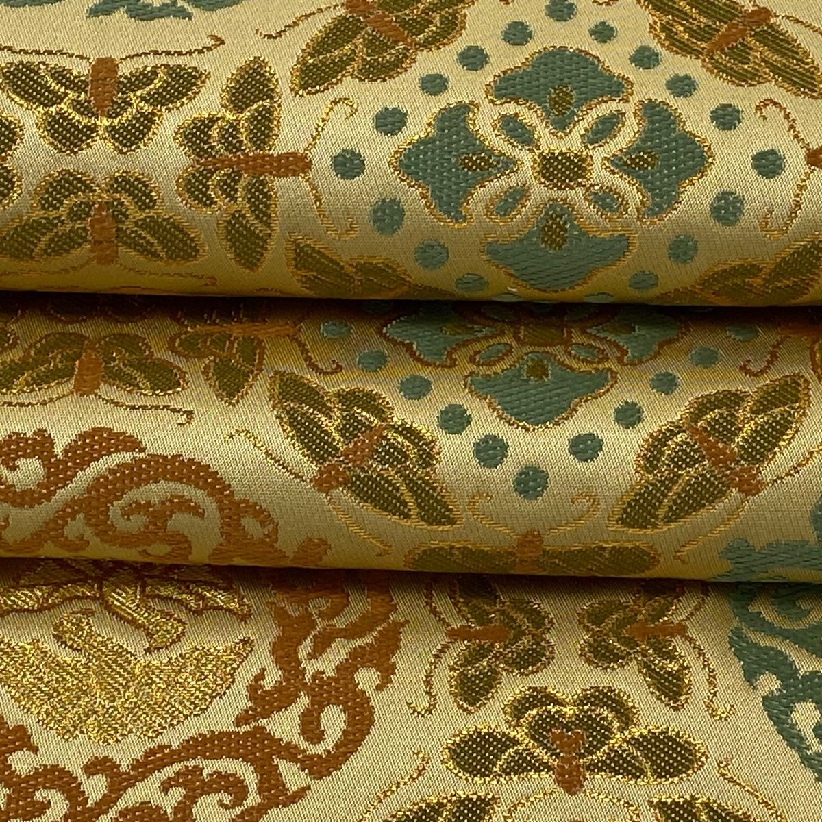 袋帯 美品 逸品 龍村晋 落款 天平向鳥蝶文錦 蜀江文 唐草 金糸