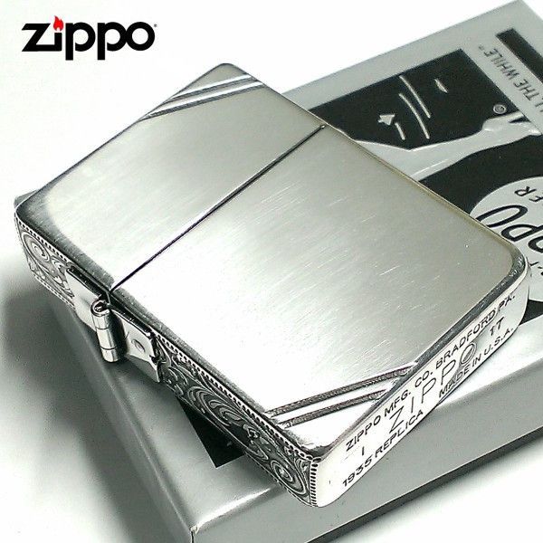 ZIPPO ライター ジッポ 1935 復刻レプリカ 燻し 3面アラベスク 角型