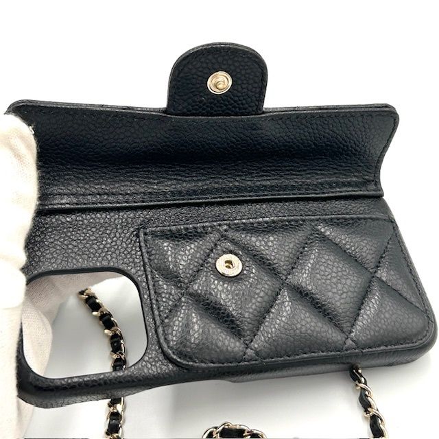 CHANEL - CHANEL シャネル ココマーク マトラッセ キャビアスキン iPhone □極美品□CHANEL シャネル ココマーク マトラッセ キャビア
