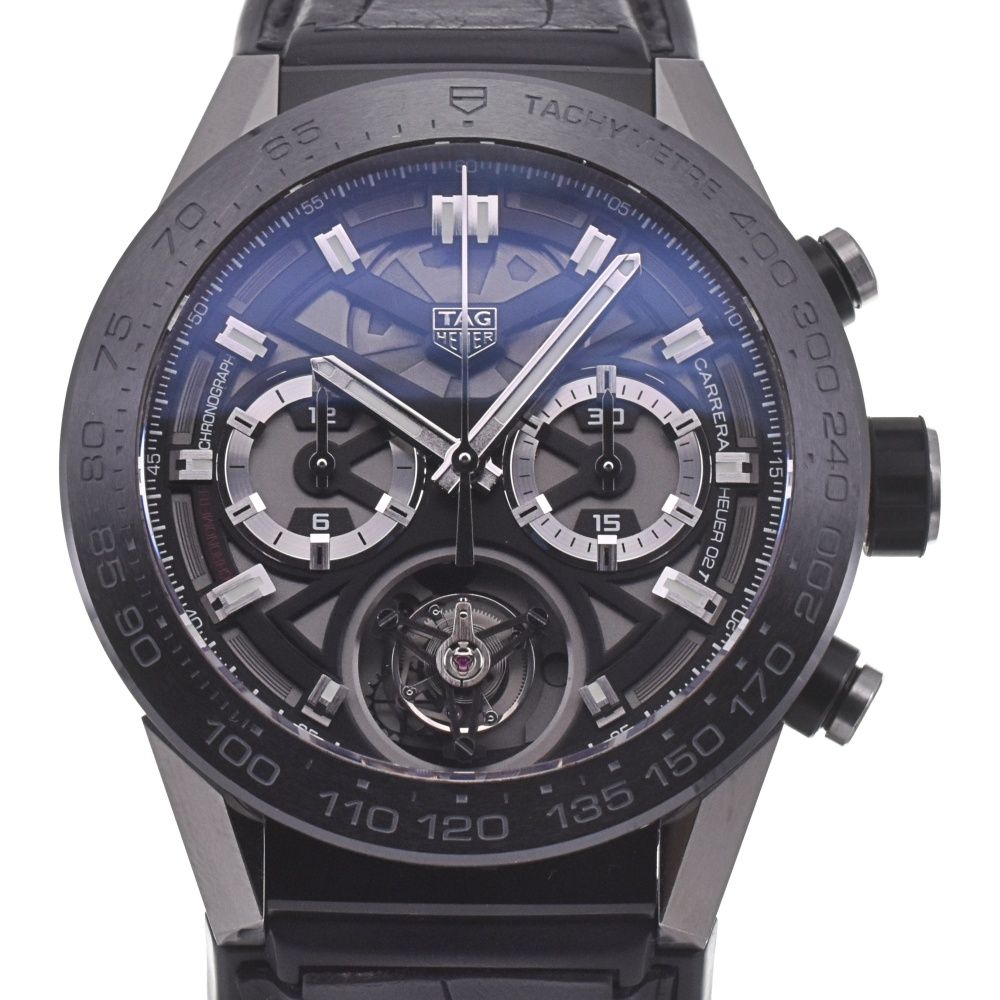タグホイヤー TAG HEUER CAR5A8Y.FC6377 カレラ ホイヤー02T トゥールビヨン 裏スケルトン 自動巻き メンズ美品箱付き J#131614
