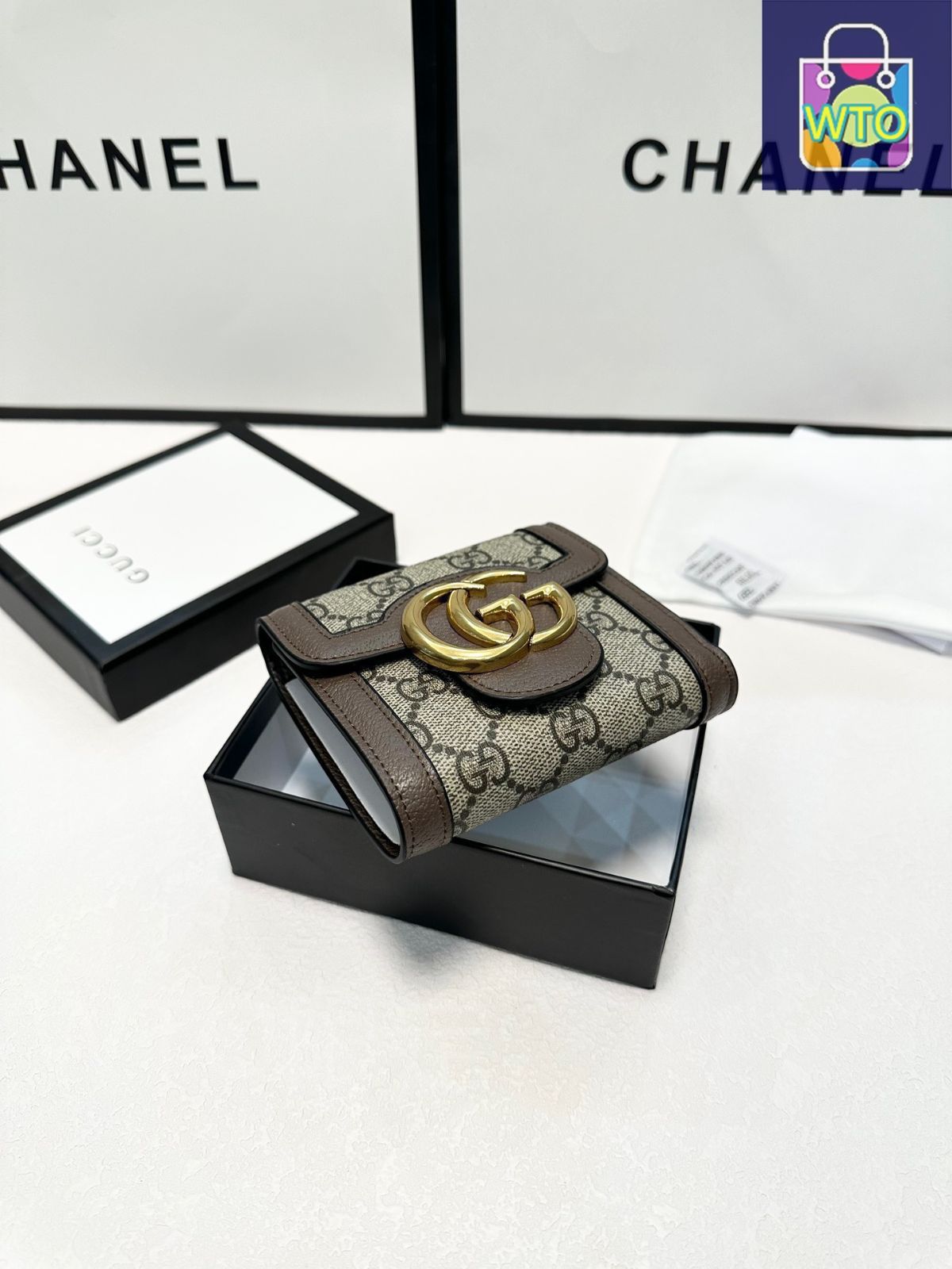 今日 Gucci グッチ ショート三つ折りウォレットシリーズ 牛皮とPVCを採用する-WTO輸入2