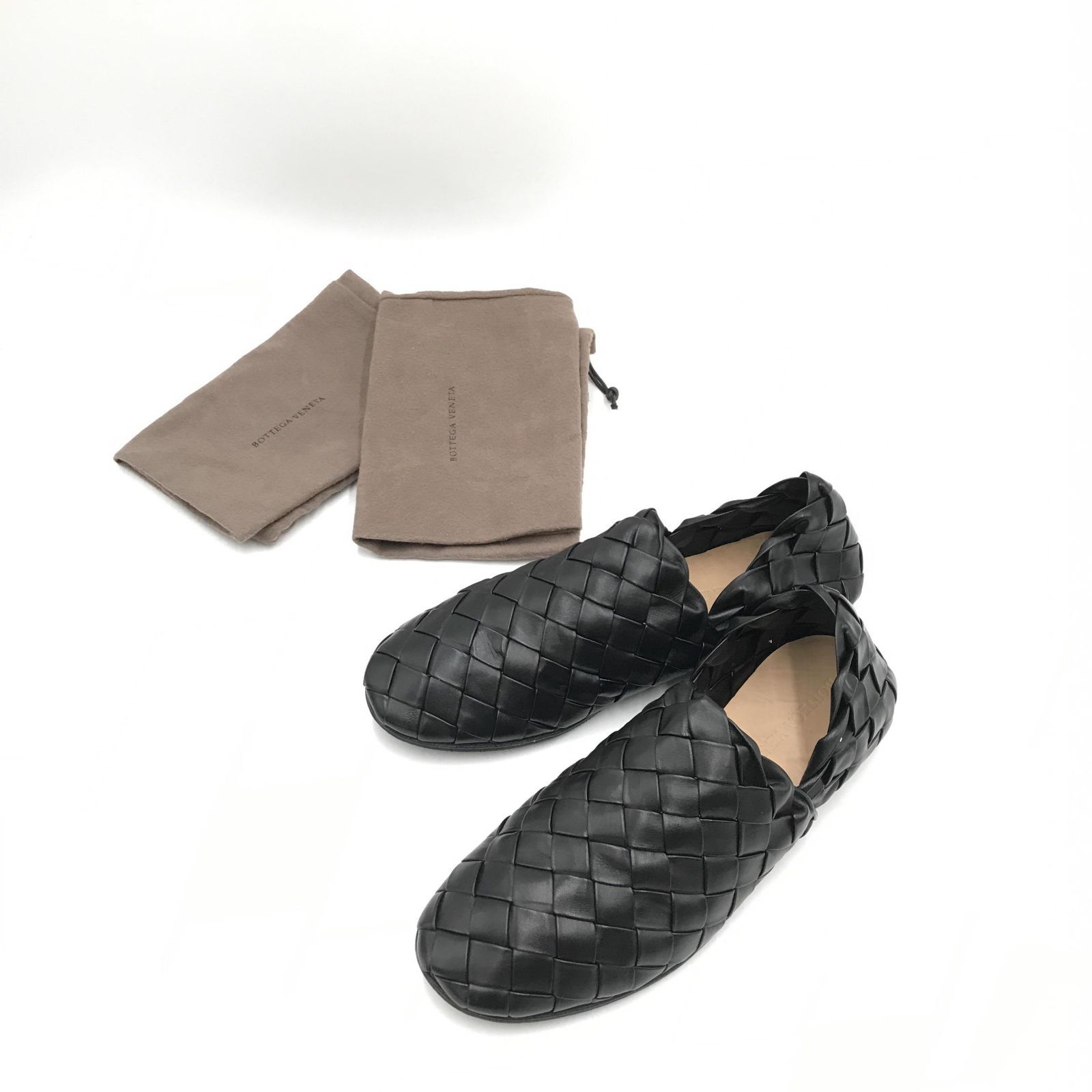 【BOTTEGA VENETA】美品ボッテガ イントレッチオ スリッポン 黒41 BOTTEGA VENETA ボッテガ イントレチャート スリッポン ブラック