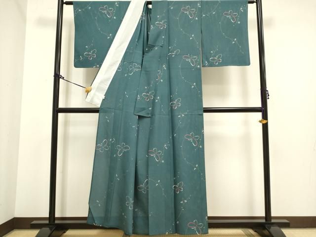 平和屋着物○上質な小紋 絞り 舞花文 正絹 逸品 未使用 CAAX5874gh 平和