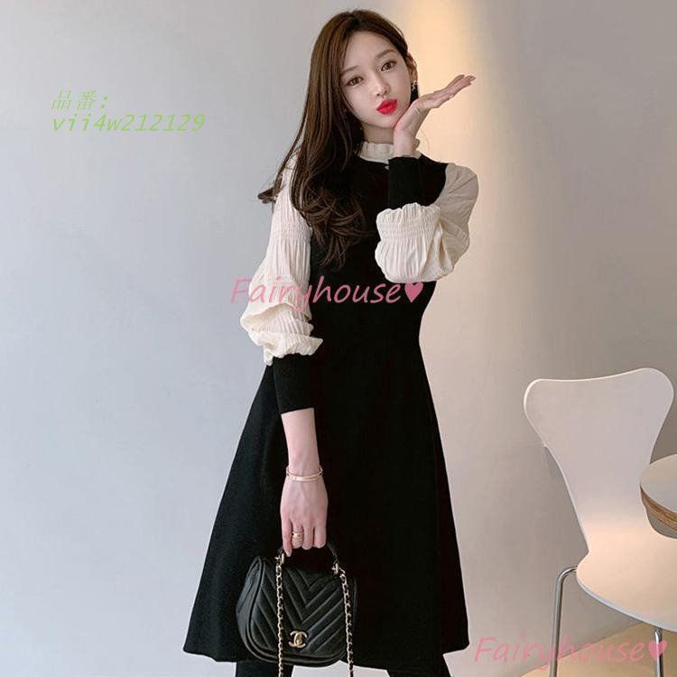 膝丈ワンピース 秋冬