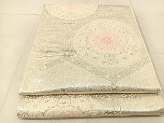 5k1422 袋帯　絹　唐織　正倉院文様　亀甲　白　銀色　ピンク　青　緑　花柄 Amazon.co.jp: 袋帯 絹 西陣織 唐織 正倉院文様 鳳凰文 金色 白