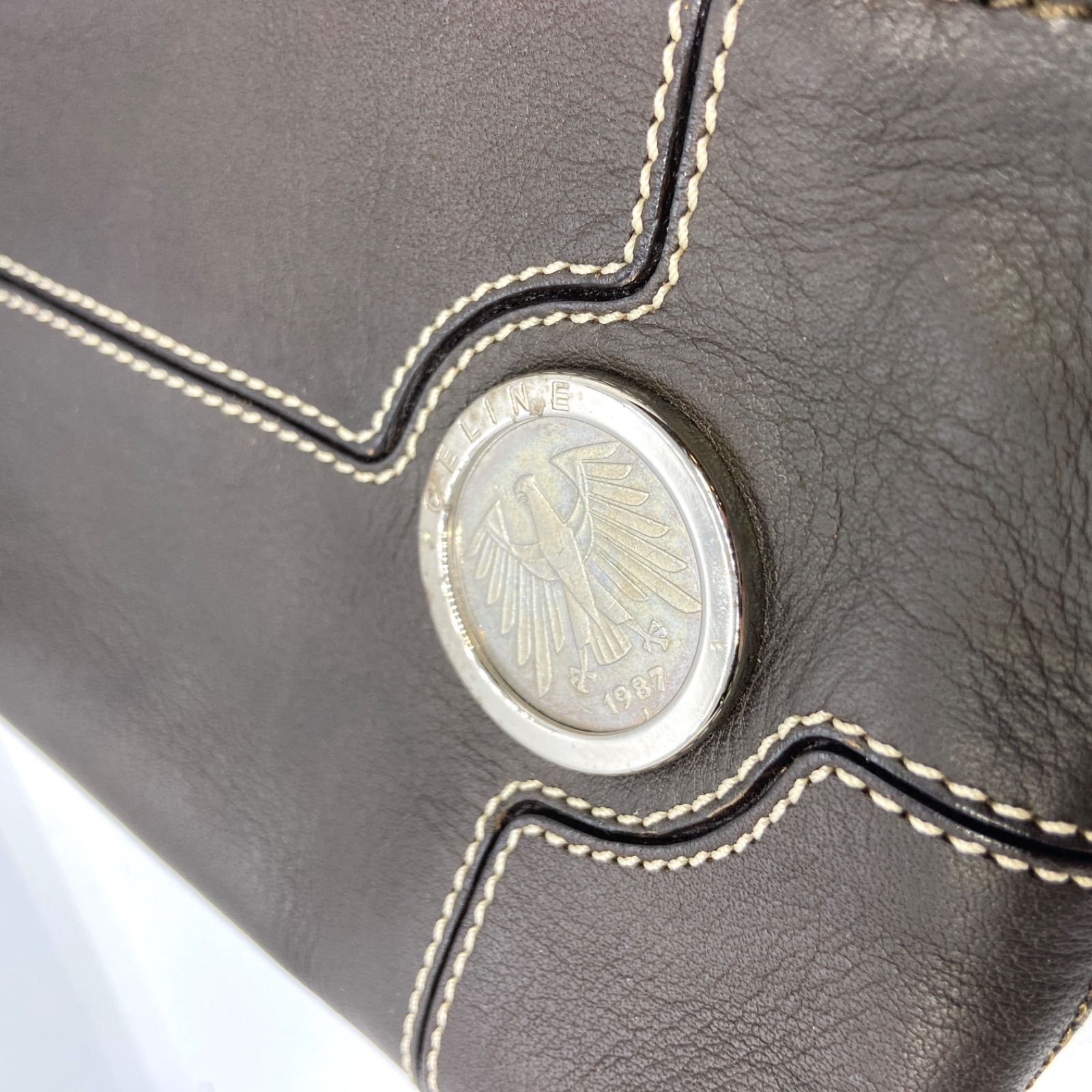 セリーヌ　ユーロデッセイ　ポーチ CELINE セリーヌ ポーチ ユーロデッセイ 茶 小物 レザー