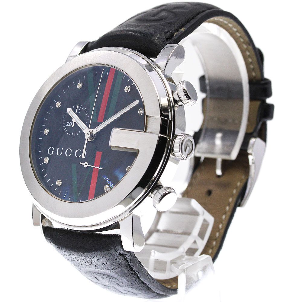 GUCCI】グッチ 101M クロノグラフ 9Pダイヤ YA101322 クォーツ メンズ 