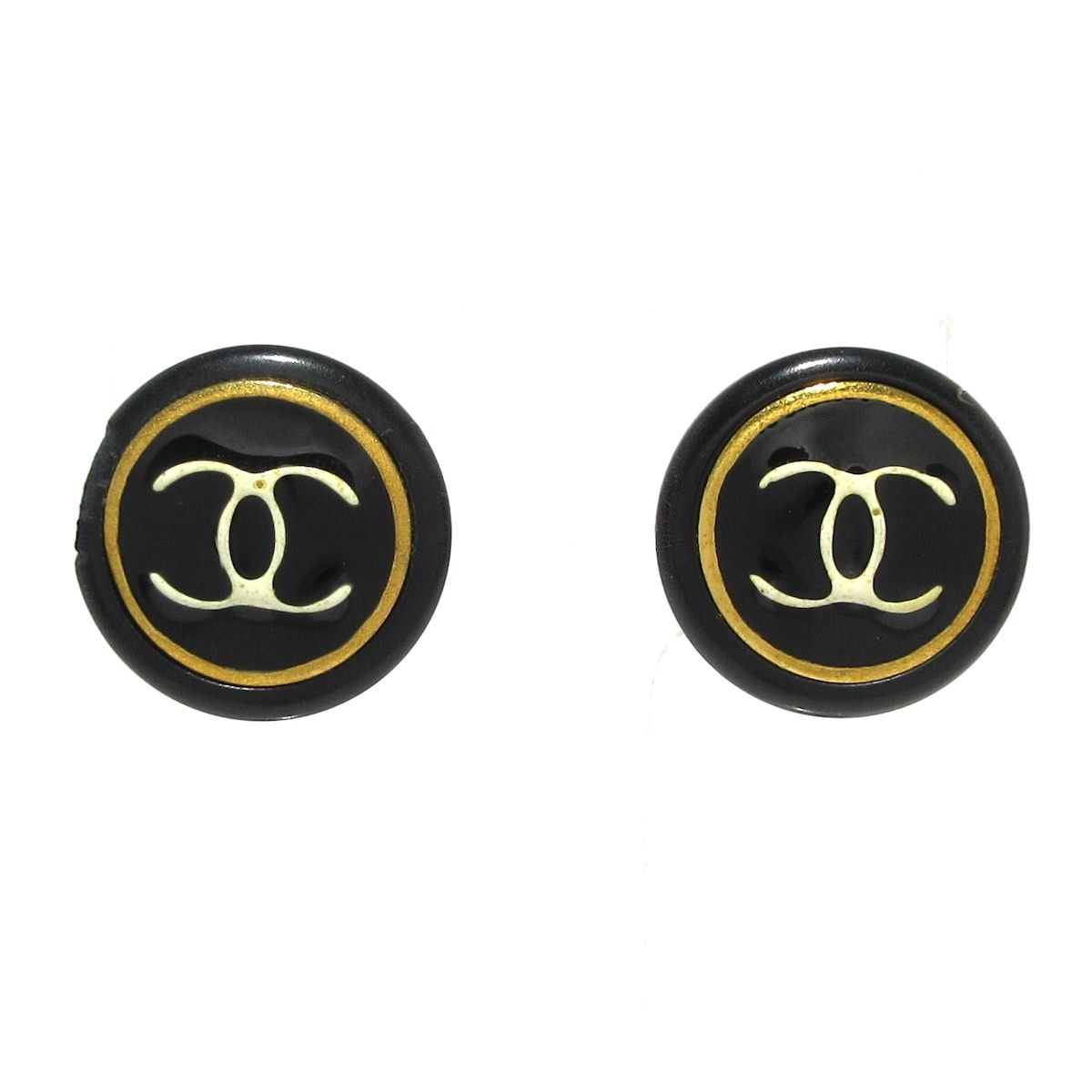 CHANEL シャネル イヤリング 黒×白×ゴールド ココマーク