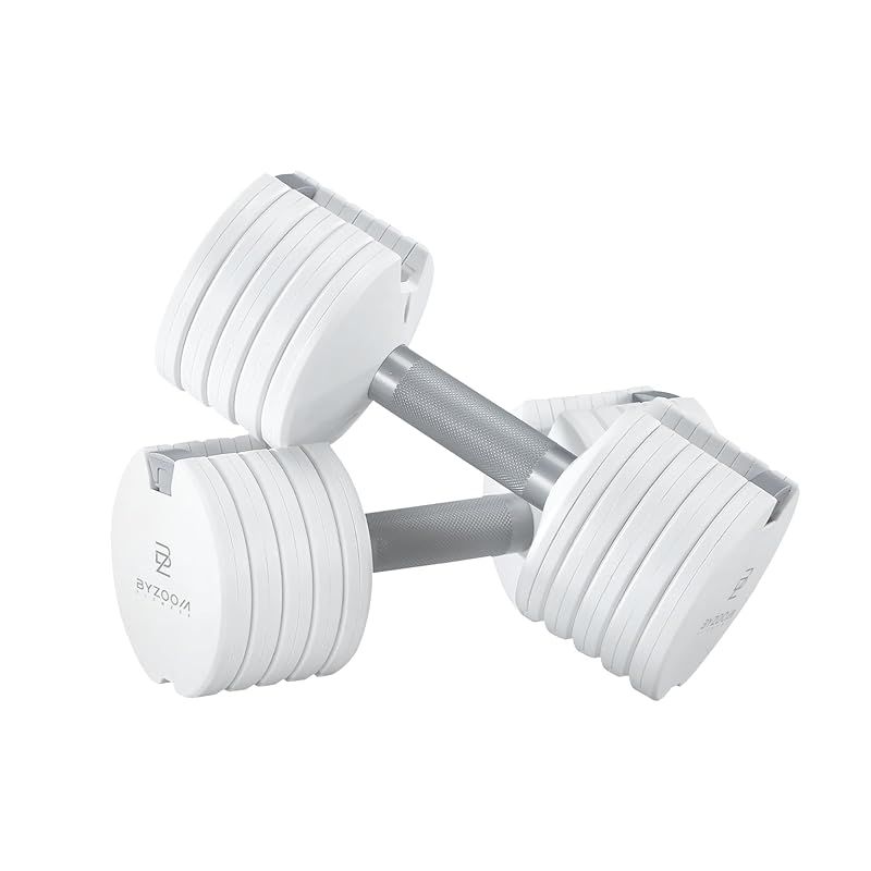 可変式ダンベル 5kg Pure Series ホワイト 2個セット 5段階調整 バイズーム Byzoom 1