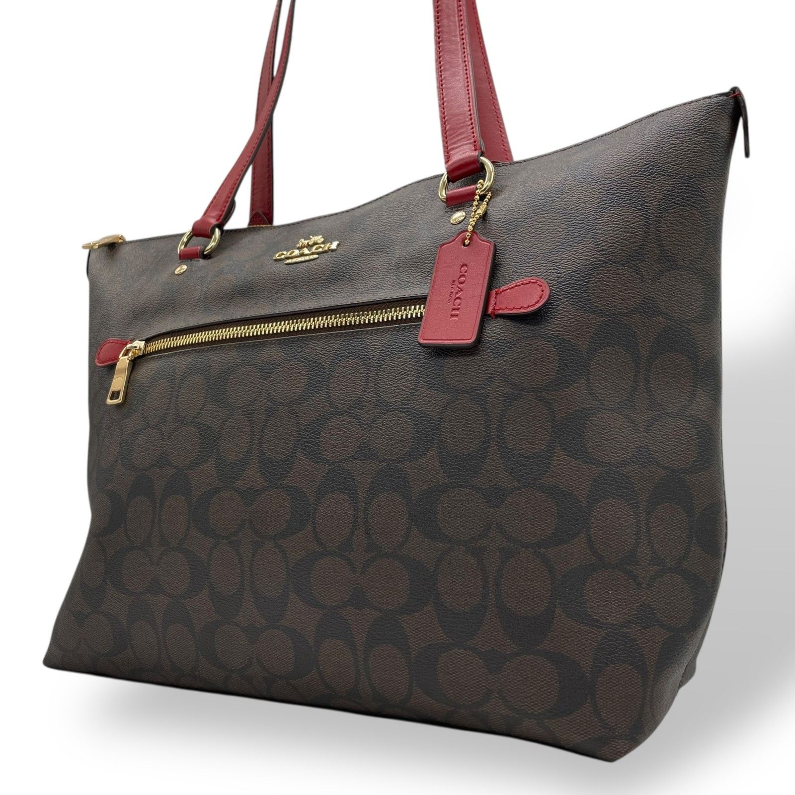 Coachシグにチャーハンドバッグ ブラウン ✨極美品 COACH コーチ バック ハンドバッグ シグネチャー ブラウン