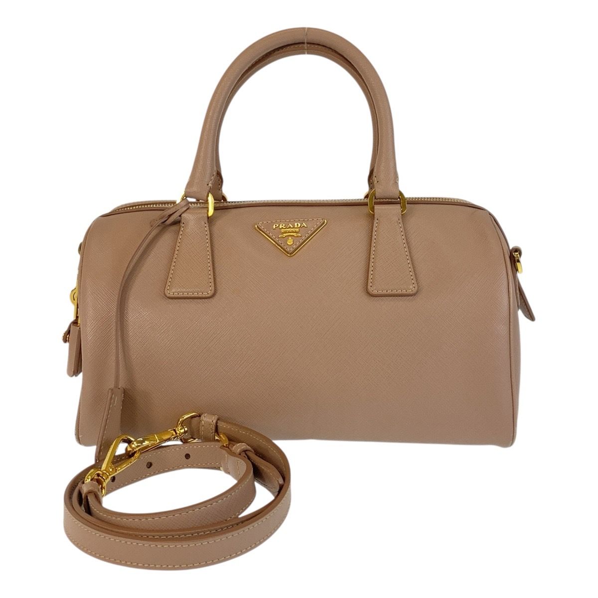 美品 PRADA プラダ サフィアーノ 三角ロゴプレート ピンク ベージュ ゴールド金具 ハンドバッグ ショルダーバッグ 2way レディース  500727【中古】 - メルカリ