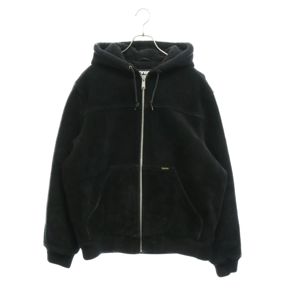 SUPREME (シュプリーム) 17AW Hooded Suede Work Jacket フーデッド スエード ワークジャケット ジップアップ ブルゾン ブラック
