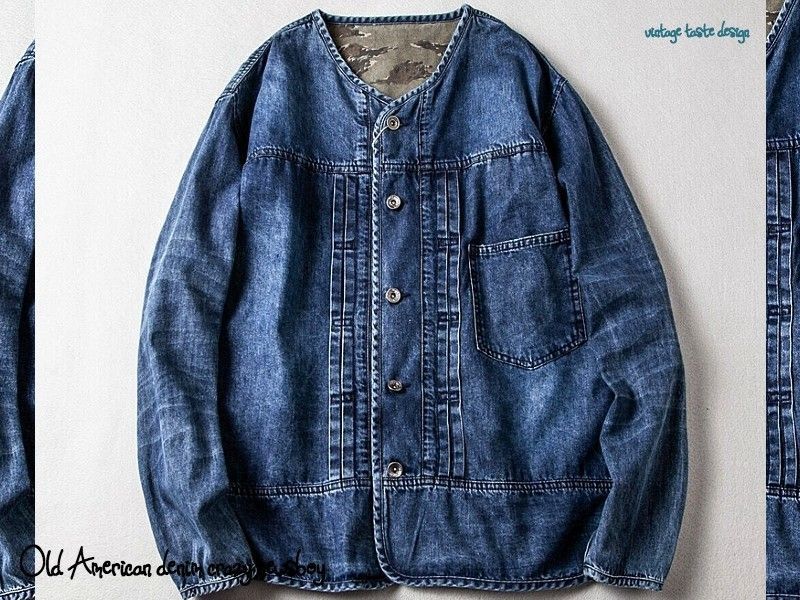 ノー ウォッシュ ヘヴィ インディゴ デニム ライナー シャツジャケット サイズM〜2XL ヴィンテージ アメカジ 大きいサイズあり 693