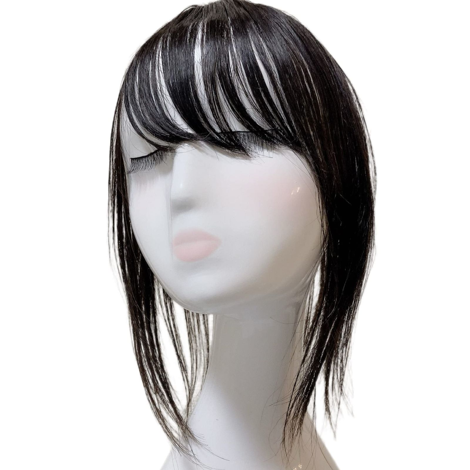 Luce brillare 部分ウィッグ ウィッグ 人毛 ヘアピース トップピース ポイントピース 部分カツラ 前髪 30cm 医療用 かつら カツラ 女性 レディース つむじ 頭頂部 ストレート ボブ メーカー 必需品3 ナチュラルブラック