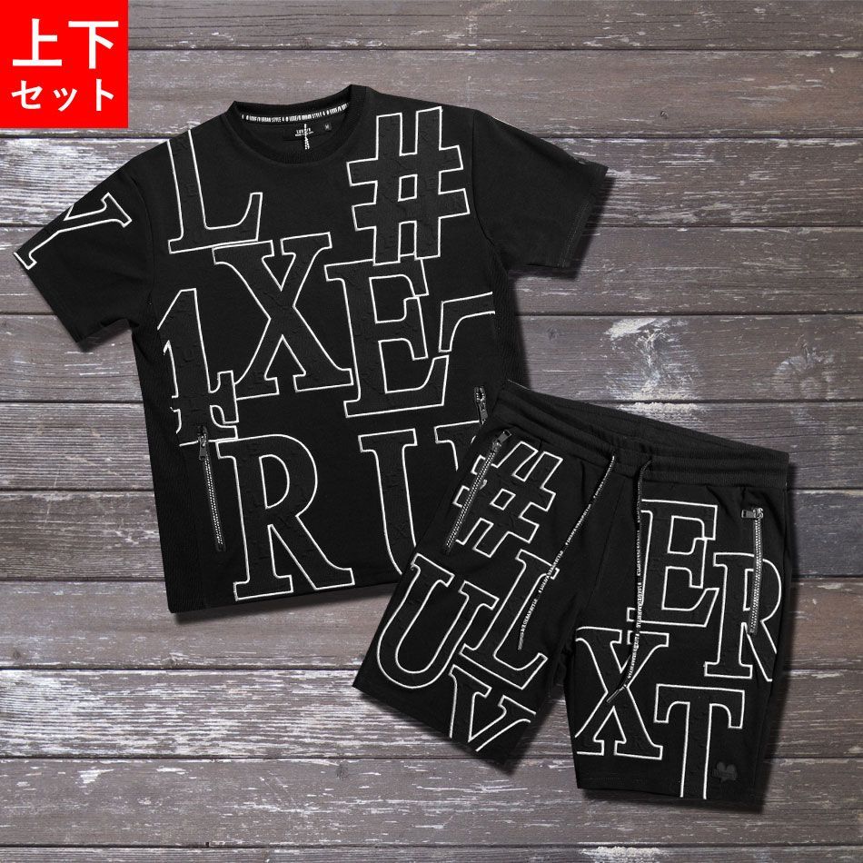 LUXE|R ラグジュ ロゴデザインTシャツセットアップ セットアップ メンズ 上下セット ジャージ スウェット