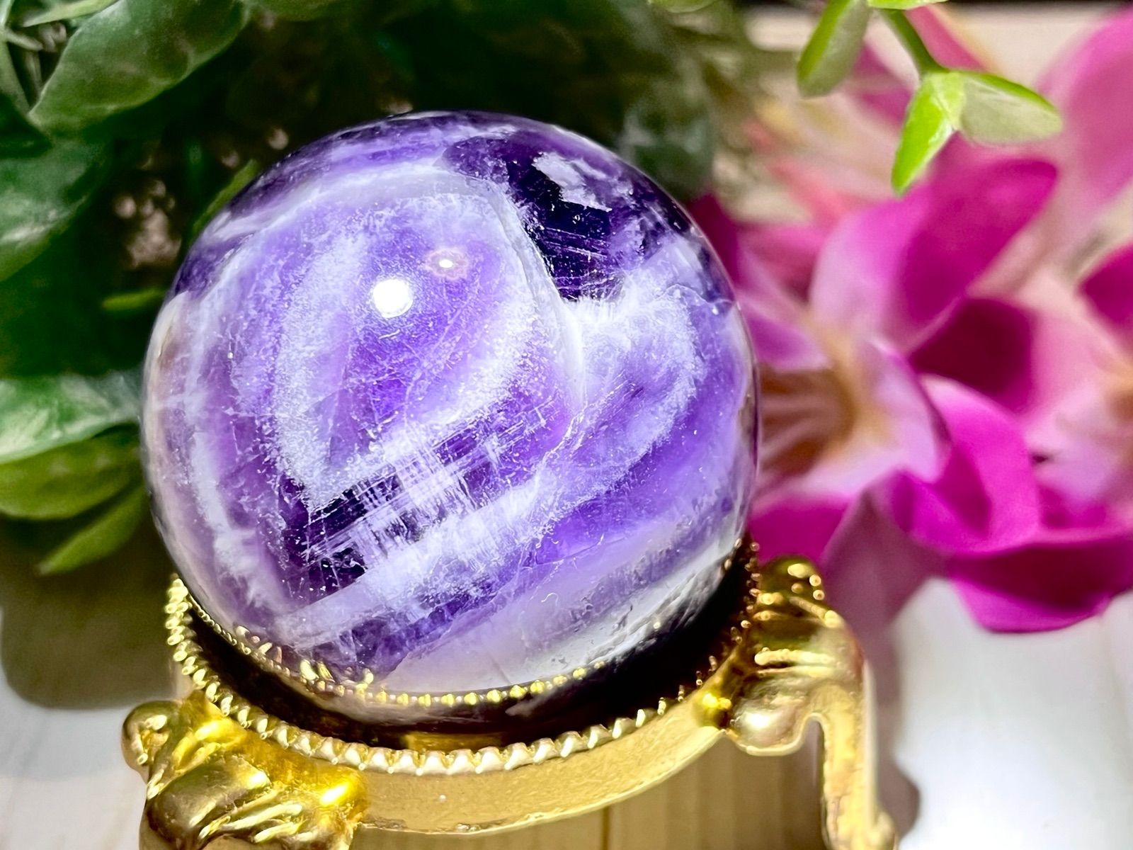 ピクチャーアメジスト 紫水晶 スフィア ポリッシュ タンブル