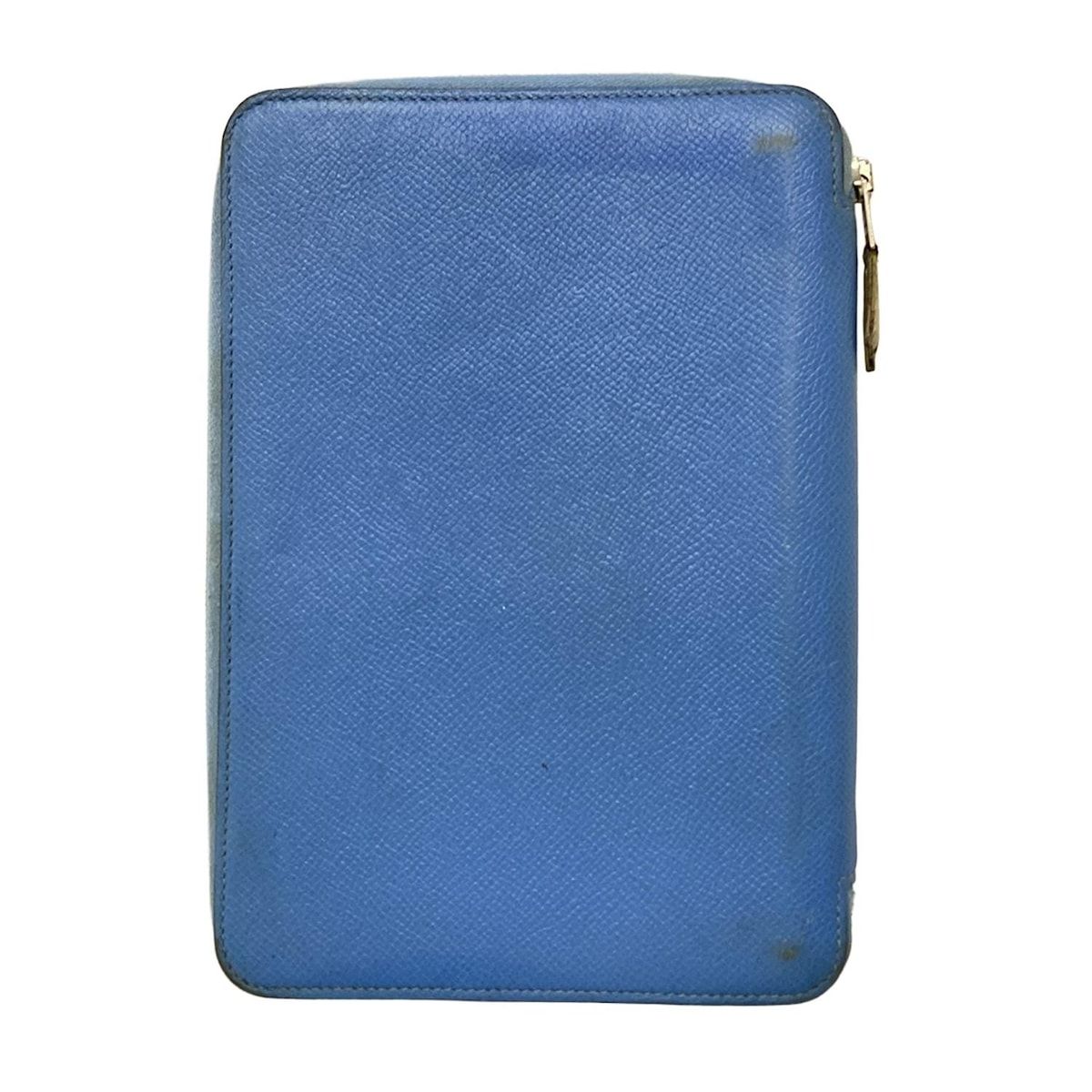 HERMES エルメス 手帳 アジェンダジップシルクイン ブルー ラウンドファスナー