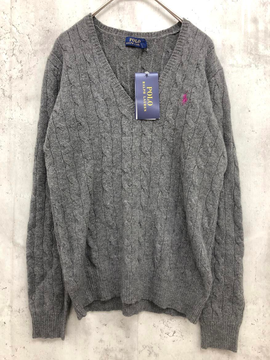 ⑤　新品　POLO コットン　綿１００％　グレー　ワンポイント刺繍　制服　学生服　ビジネス　検/バンPAPAポロ　 US古着 ポロ ラルフローレン Polo by Ralph Lauren