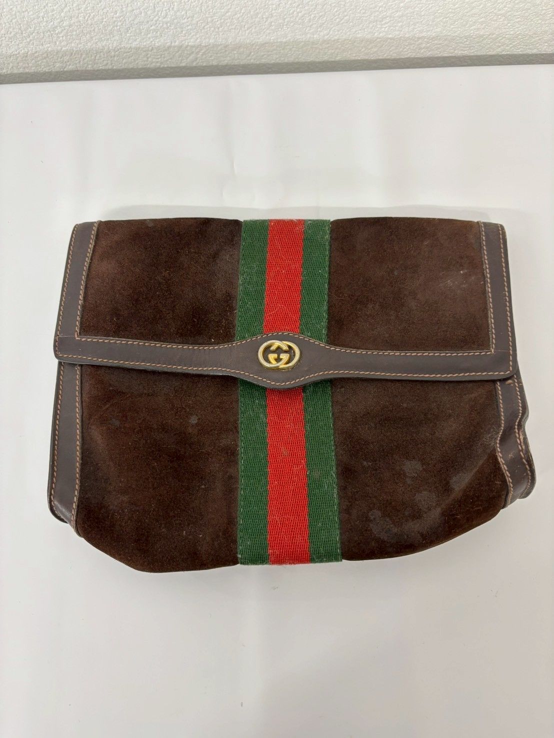 GUCCI グッチ ヴィンテージ シェリーライン スエード クラッチバッグ