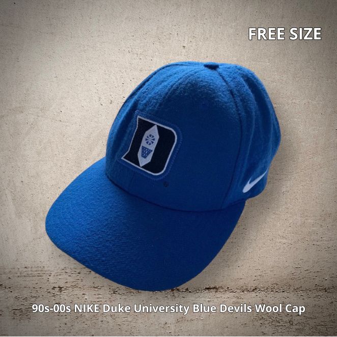90s-00s NIKE Duke University Blue Devils Wool Cap ナイキ デューク大学 ブルーデビルズ  ウールキャップ ブルー フリーサイズ