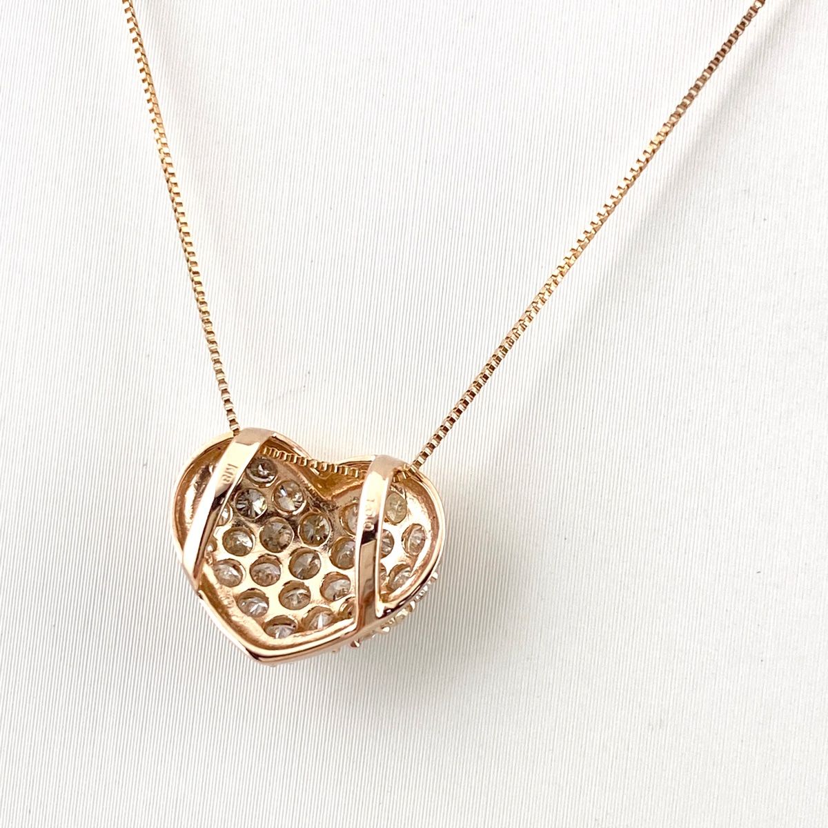 ハートモチーフ デザインネックレス YG イエローゴールド ペンダント メレダイヤ ネックレス K18 750 ダイヤモンド レディース