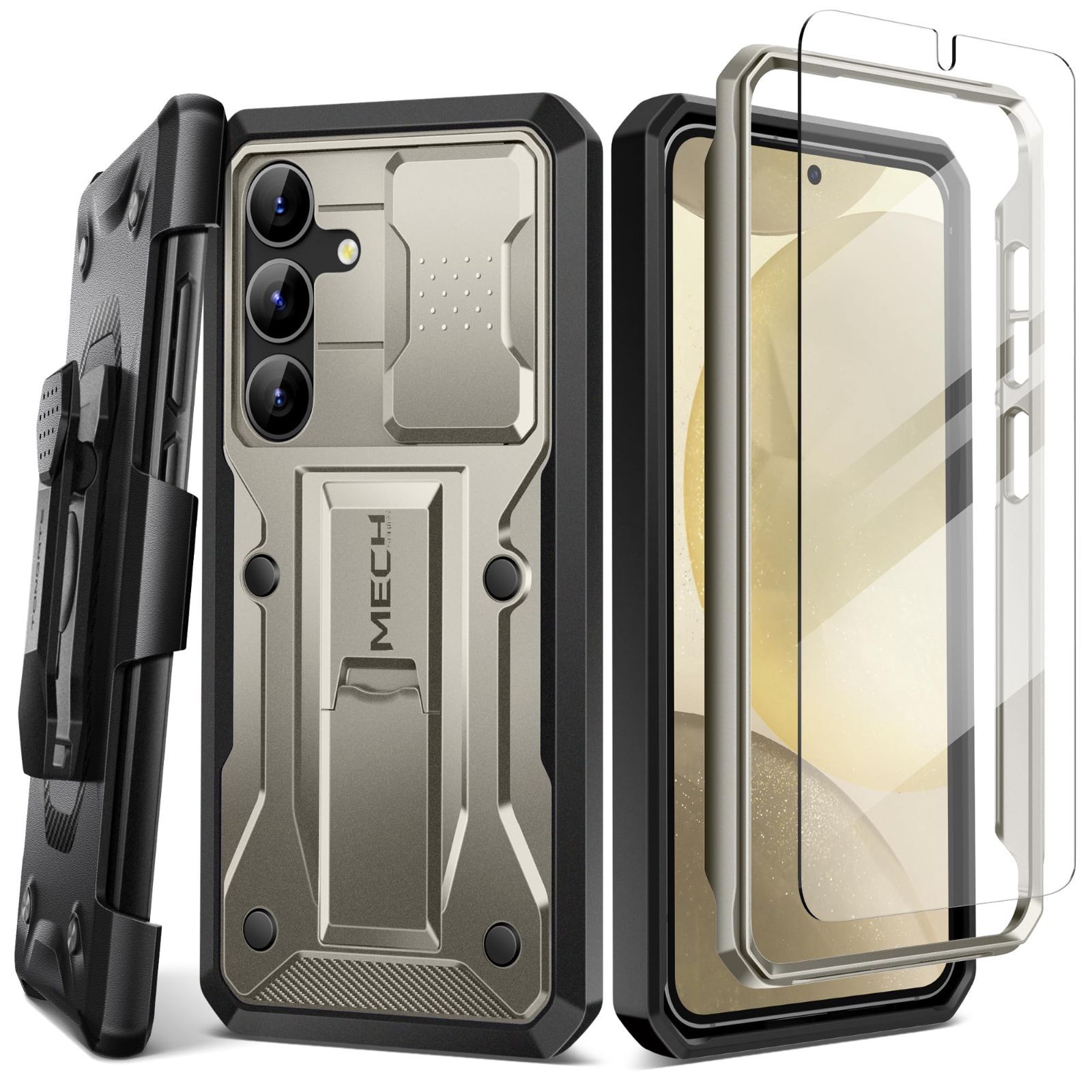 【人気商品】Samsung Galaxy Tongate S24 ケースキックスタンド付き、スライド式カメラカバー内蔵＆ベルトクリップ付き、全身ミリタリーグレードの耐衝撃性Galaxy S24携帯ケース（2024）スクリーン