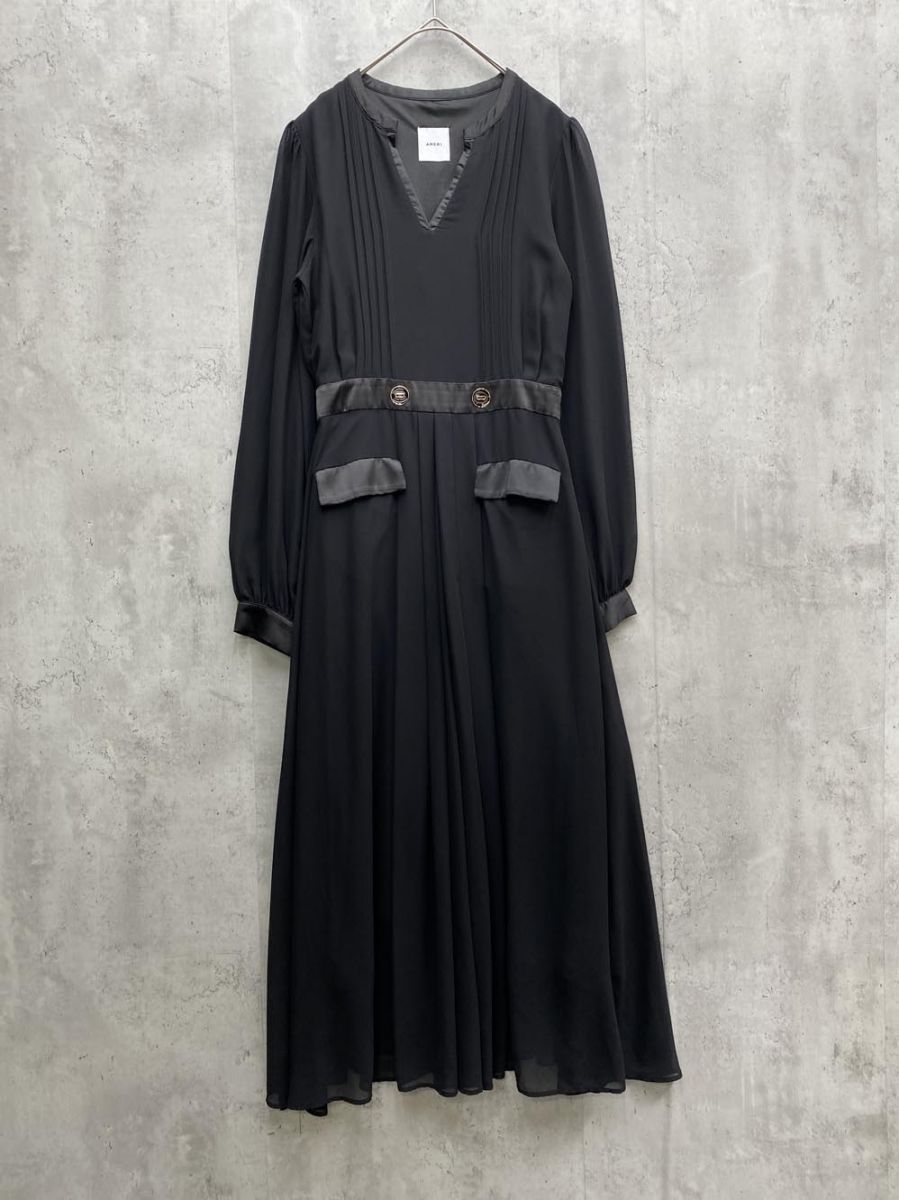 Ameri VINTAGE アメリヴィンテージ RETRO SLENDER DRESS 長袖 ワンピース 黒 ◆◎レディース