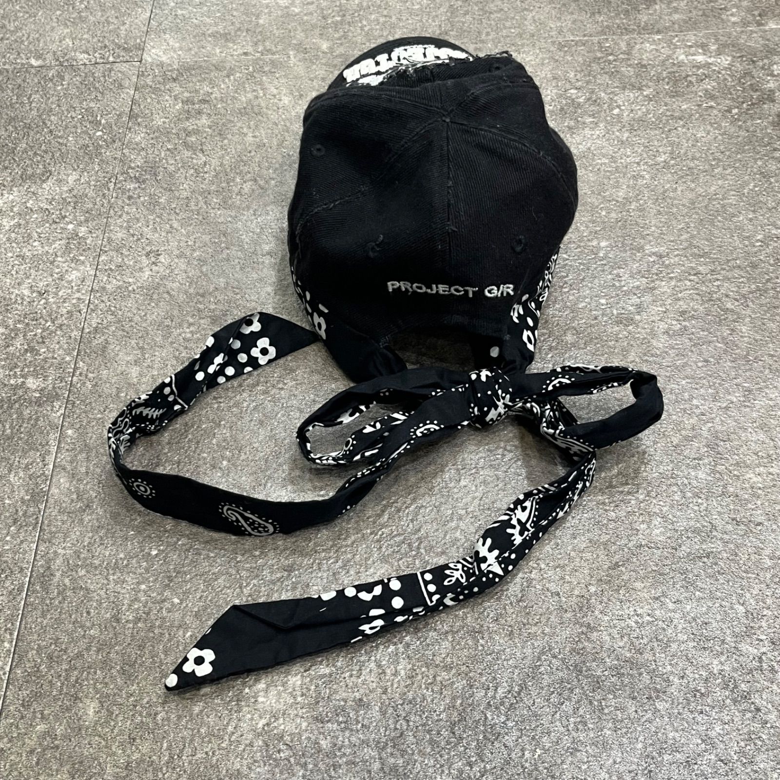 project gr layered cap バンダナ　キャップ PROJECT G/R LAYERED BASEBALL CAP / BLK バンダナ 刺繍
