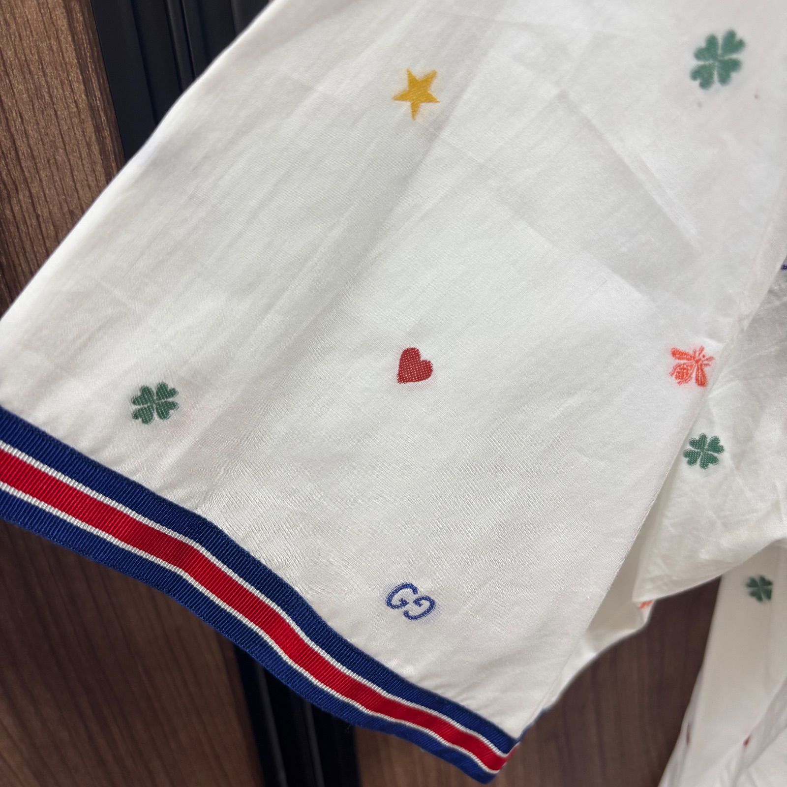 ☆GUCCI グッチ 半袖シャツ メンズ50 XLサイズ ホワイト ウェブトリム 