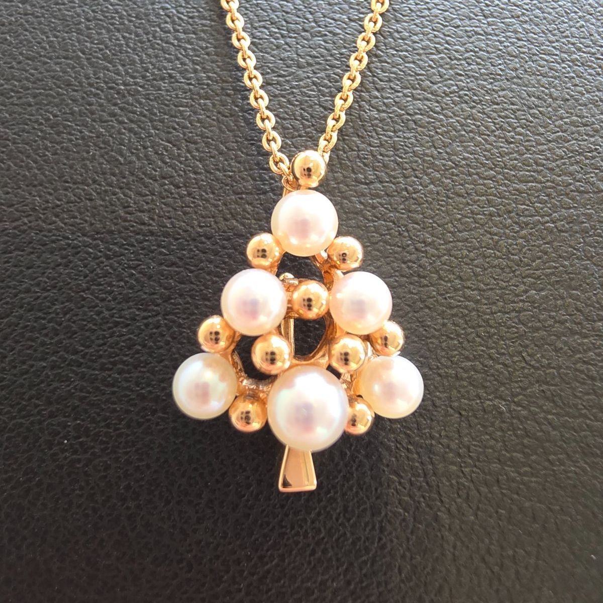 美品✨MIKIMOTOミキモト ベビーパール　ブローチ　ネックレス　スクエア ☆MIKIMOTO(ミキモト) パール ネックレス＆ブローチ クリスマス