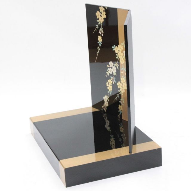 アウトレット品 雛人形平飾台 屏風・台セット 58cm 黒塗金色帯